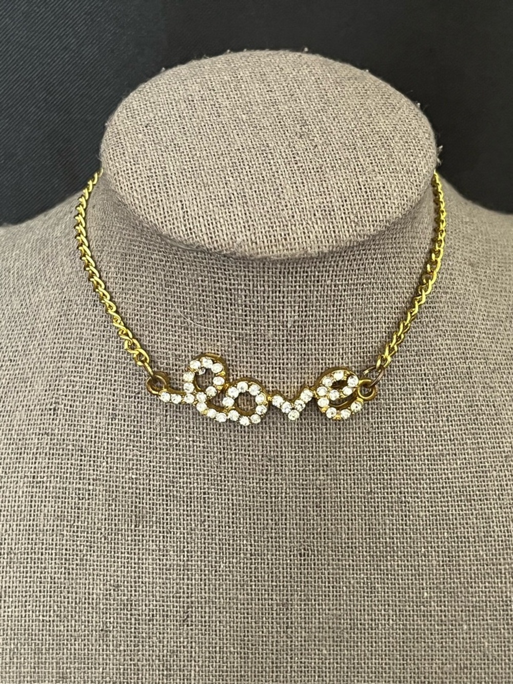 Gold Crystal 'Love' Script Ankle Bracelet